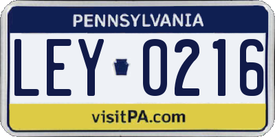 PA license plate LEY0216