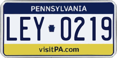 PA license plate LEY0219