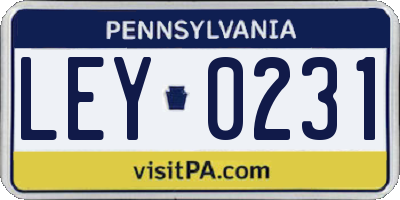 PA license plate LEY0231