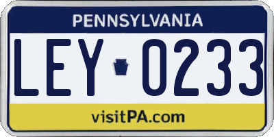 PA license plate LEY0233