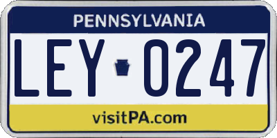 PA license plate LEY0247