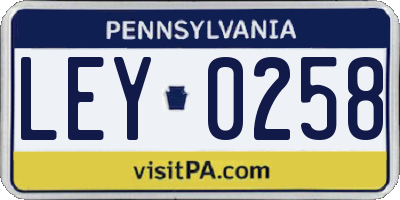 PA license plate LEY0258