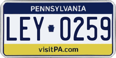 PA license plate LEY0259