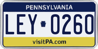 PA license plate LEY0260