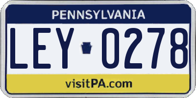 PA license plate LEY0278