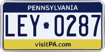 PA license plate LEY0287