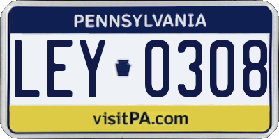 PA license plate LEY0308