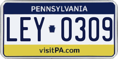 PA license plate LEY0309