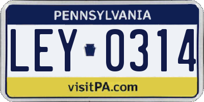 PA license plate LEY0314