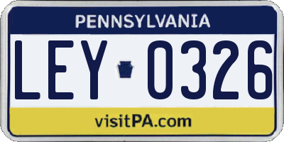 PA license plate LEY0326