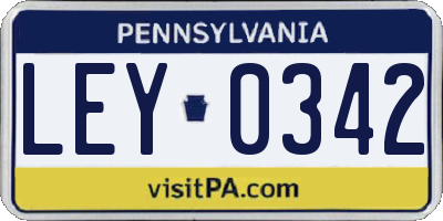 PA license plate LEY0342