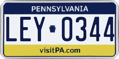 PA license plate LEY0344