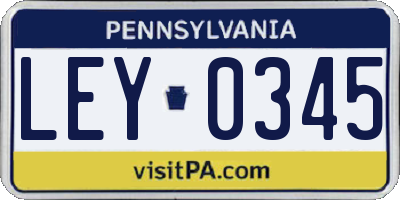 PA license plate LEY0345