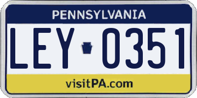 PA license plate LEY0351
