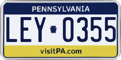 PA license plate LEY0355