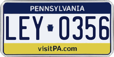 PA license plate LEY0356