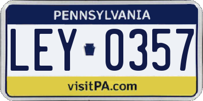 PA license plate LEY0357