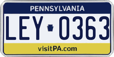 PA license plate LEY0363