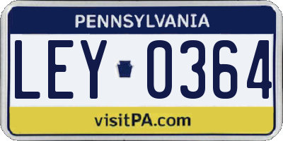 PA license plate LEY0364