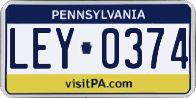 PA license plate LEY0374