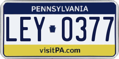 PA license plate LEY0377
