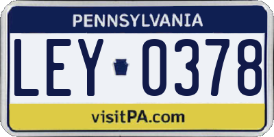 PA license plate LEY0378