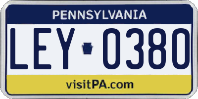 PA license plate LEY0380