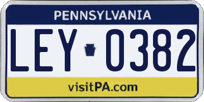 PA license plate LEY0382