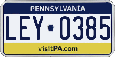 PA license plate LEY0385