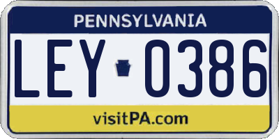 PA license plate LEY0386
