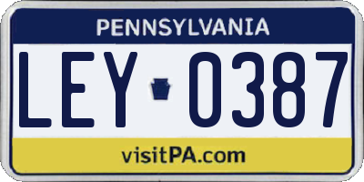 PA license plate LEY0387