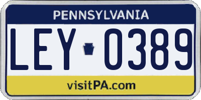 PA license plate LEY0389