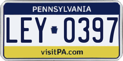 PA license plate LEY0397