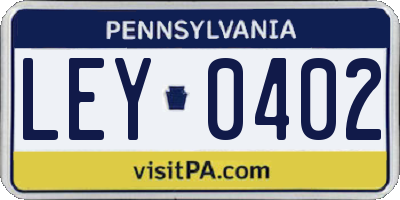 PA license plate LEY0402