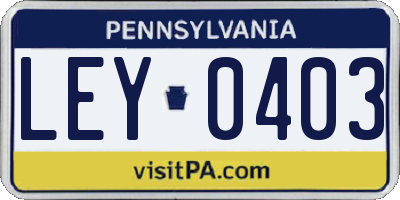 PA license plate LEY0403