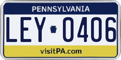 PA license plate LEY0406