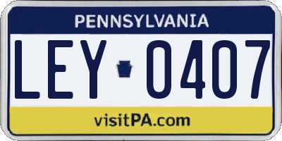 PA license plate LEY0407