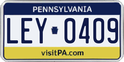 PA license plate LEY0409
