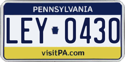 PA license plate LEY0430
