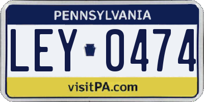 PA license plate LEY0474