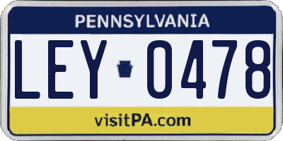 PA license plate LEY0478