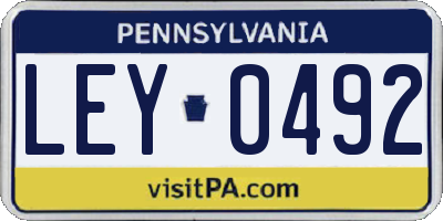 PA license plate LEY0492