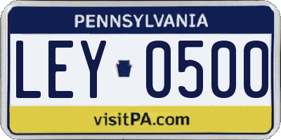 PA license plate LEY0500