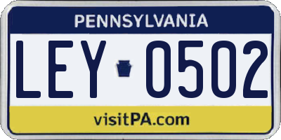 PA license plate LEY0502