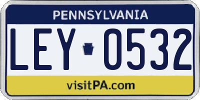 PA license plate LEY0532