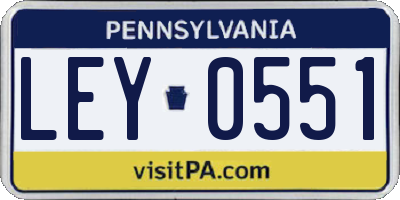 PA license plate LEY0551