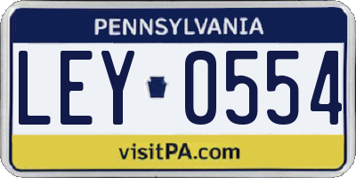 PA license plate LEY0554