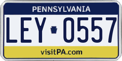 PA license plate LEY0557