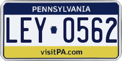 PA license plate LEY0562