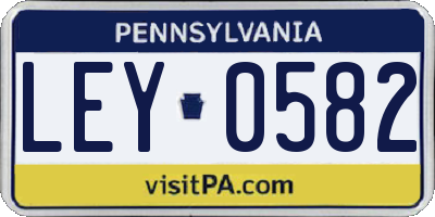 PA license plate LEY0582